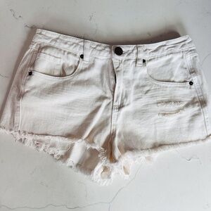 O'Neill Cut Off Distressed White Saltwater Shorts Women's Size 28 Waist